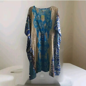 New Multicolored kaftan Beach Swim cover up Size S/ M Bohemian RESORTWEAR